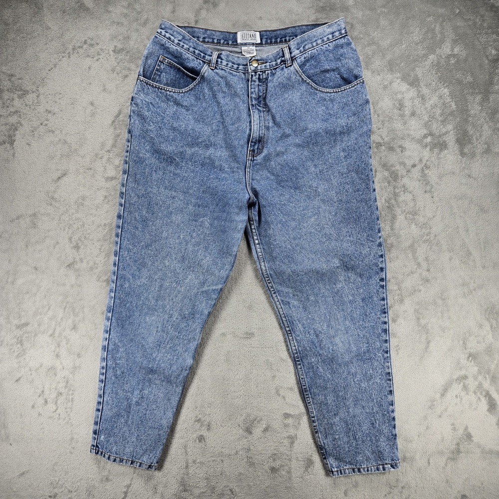 Vintage Stefano Jeans Women's 22 High Rise Stonewash Denim Button Hem Tapered